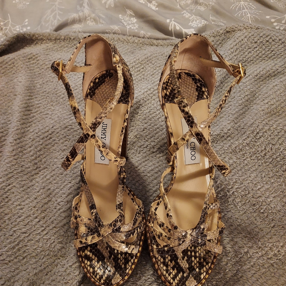 Jimmy Choo Snakeskin Strappy Sandals